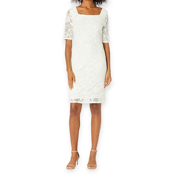 Tiana B. Dresses & Skirts - Tiana B. White Lace Bodycon Dress - Women's Size 8 - Formal Square Neck - Short